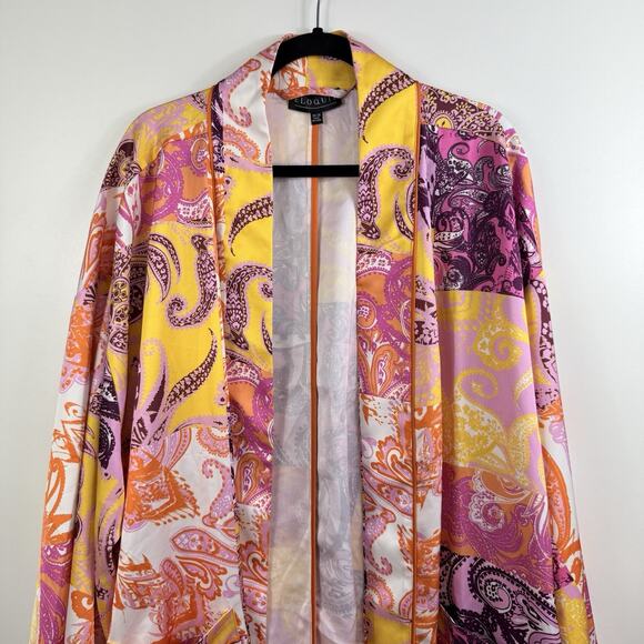 Eloquii New Patchwork Print Kimono Cardigan Robe Size 26/28 Colorful Boho Artsy - Picture 2 of 16